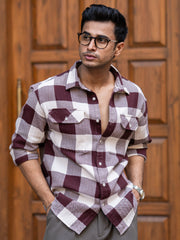 Herringbone Maroon Full Sleeve Shirt