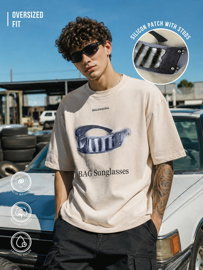 AcidWash Sunglass Biscuit Half Sleeve T-Shirt