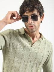 Everest Braid Flatknit Cotton Polo T-Shirt – Pista Green