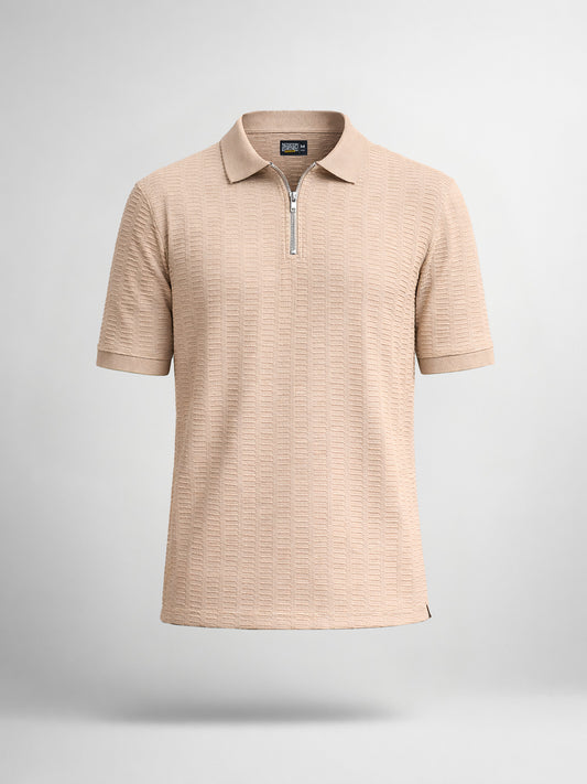 Matrix Knit Butterscotch Half Sleeve Polo T-Shirt