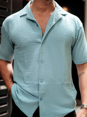 Elliot Knit Lite Blue Lycra Half Sleeve Shirt