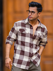 Herringbone Maroon Full Sleeve Shirt