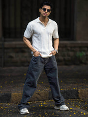 Snowpeak Half White Half Sleeve Polo T-Shirt