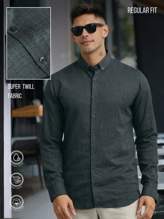 Super Twill Olive Full Sleeve Shirt