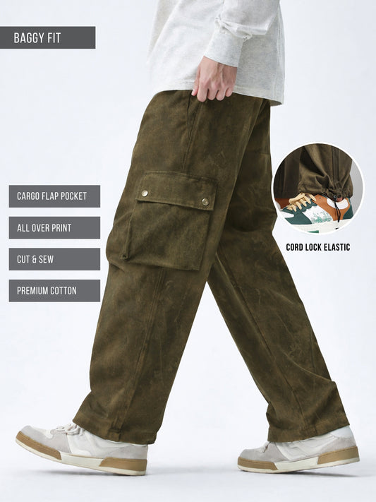 Drift AOP Green Baggy Fit Cargo