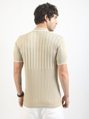 Biscuit Stockholm Flat-Knit Half Sleeve Polo T-Shirt