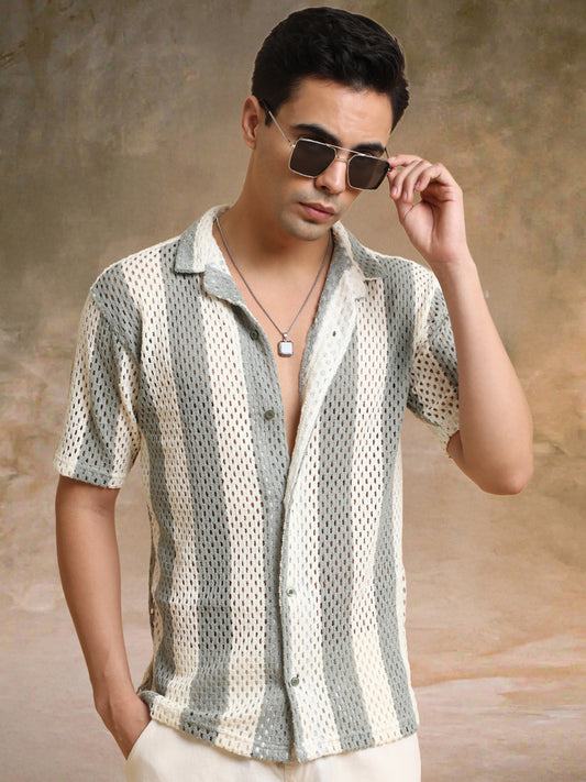 Resort Knit Green Half Sleeve Shirt