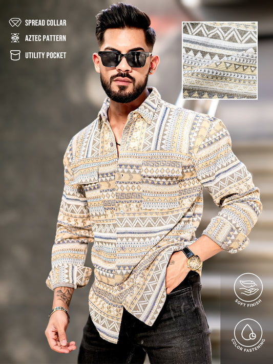 Aztec Yellow Full Sleeve Shirt
