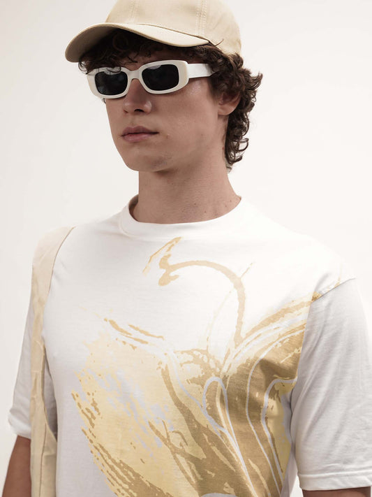 Nature Noise Half Sleeve White T-Shirt