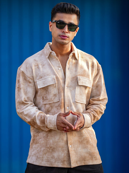Cord Spray Brown Full Sleeve Shirt