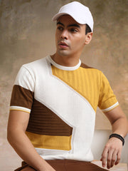 Sheernet FlatKnit Cotton Mustard Half Sleeve T-Shirt