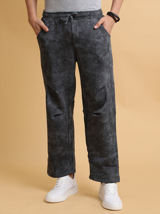 Cloud Printed Light Grey Baggy Pant
