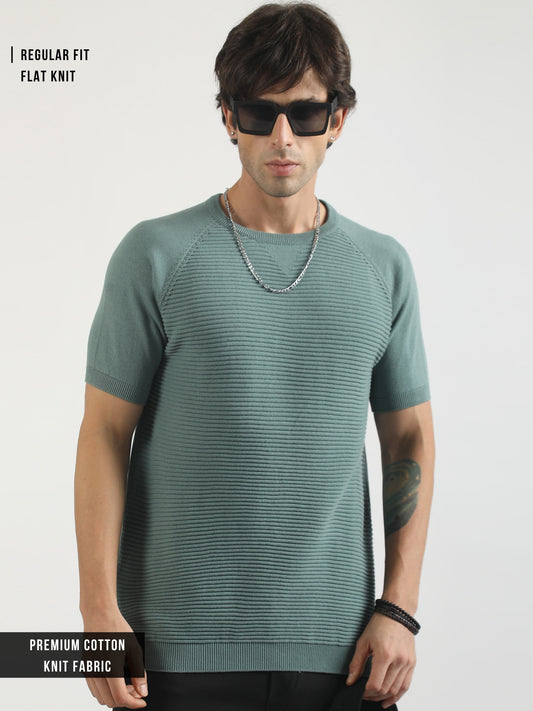 Ottoman Berly Green FlatKnit Half Sleeve T-Shirt