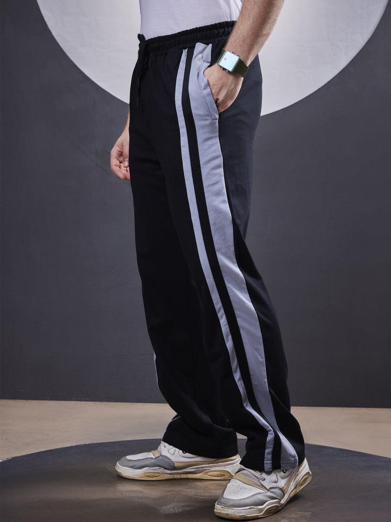 Black twintrack track pants for men