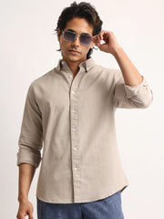 Oxford Taupe Full Sleeve Shirt