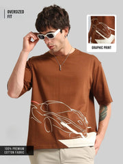 Race Car Brown, Cream Half Sleeve T-Shirt