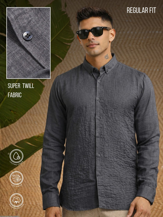 Super Twill Grey Full Sleeve Shirt