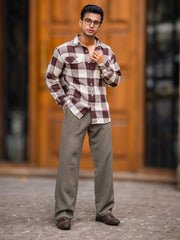 Herringbone Maroon Full Sleeve Shirt