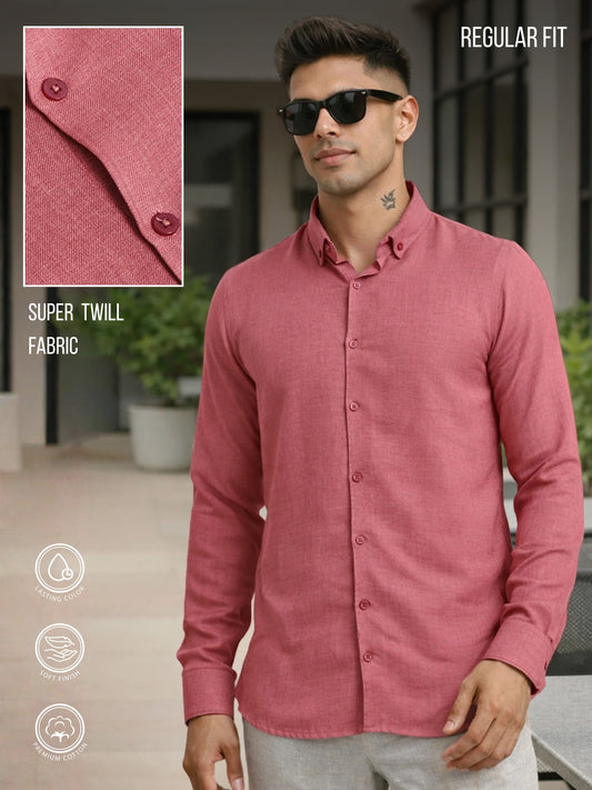 Super Twill Pink Full Sleeve Shirt