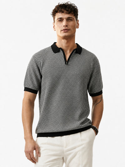 Biscuit Pointelle Half Sleeve Polo T-Shirt