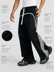 Baggy Fit Side Taped Black Pant