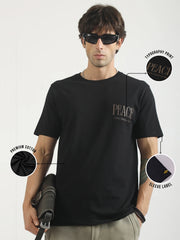Peace Black Half Sleeve T-Shirt