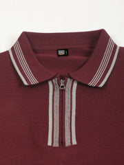 Maroon Noble Flat-Knit Half-Sleeve Polo T-Shirt