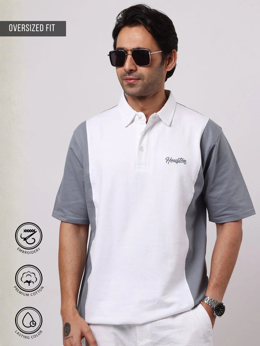 Houston White, Grey Half Sleeve Polo T-shirt