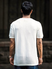 Curlwave Half White Henley Half Sleeve T-Shirt