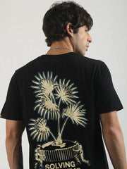 Solving Problem Black, Cream Half Sleeve T-Shirt