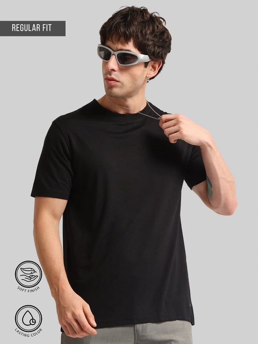 Basic Solid Black Half Sleeve T-Shirt