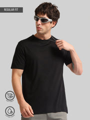 Basic Solid Black Half Sleeve T-Shirt