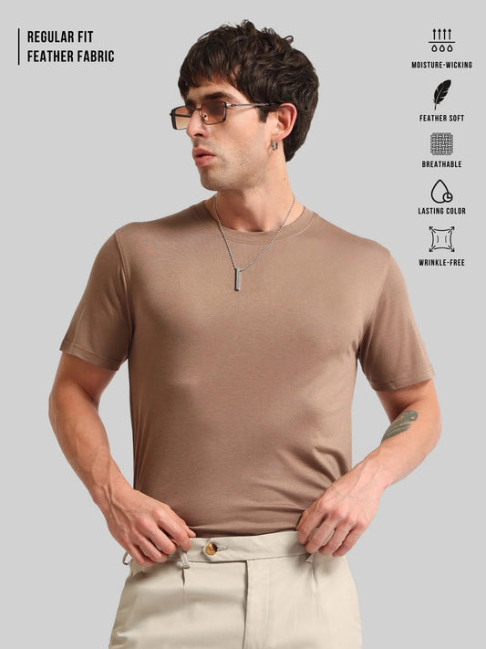 Basic Solid Brown Half Sleeve T-Shirt
