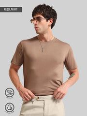 Basic Solid Brown Half Sleeve T-Shirt