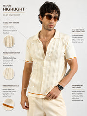 Cream Las Vegas Flat-Knit Half-Sleeve Polo Shirt