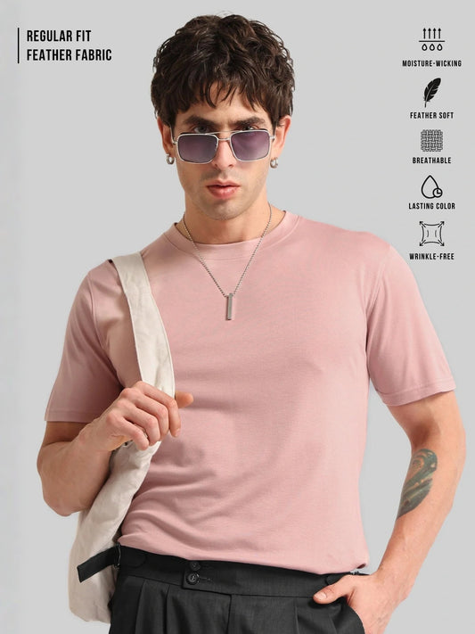 Basic Solid Pink Half Sleeve T-Shirt