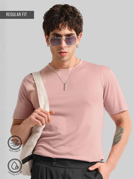 Basic Solid Light Orange Half Sleeve T-Shirt