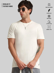 Basic Solid Cream Half Sleeve T-Shirt