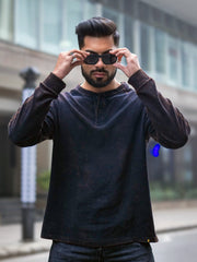 Waffle Acid Wash Black Full Sleeve Tshirt