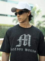 Action Words Black Half Sleeve T-Shirt