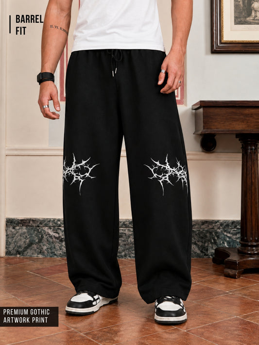 Gothic Punk Black Barrel Fit Pant