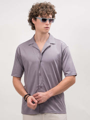 Linen look Lilac Color Half Sleeve Shirt
