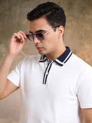 Twintone White Half Sleeve Polo T-Shirt