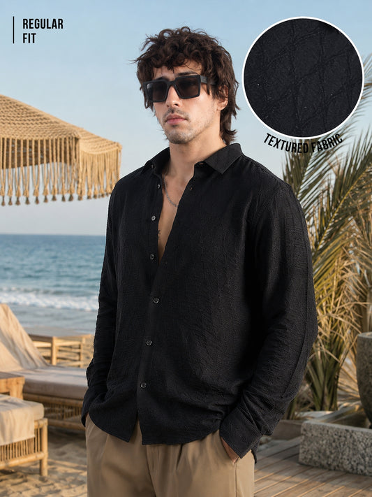 Geometric Black Full Sleeve Shirt