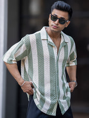 Resort Knit Green Half Sleeve Shirt