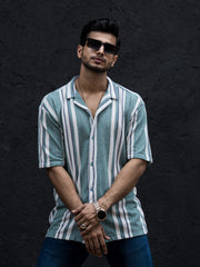 Striped Berly Green Half Sleeve Shirt