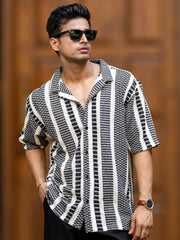 Crossweave Black Half Sleeve Shirt