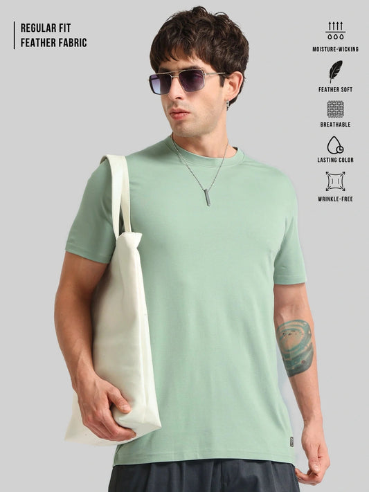 Basic Solid Light Green Half Sleeve T-Shirt