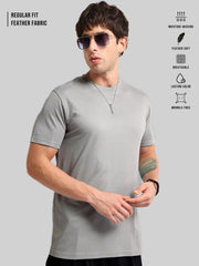 Basic Solid Silver Grey Half Sleeve T-Shirt