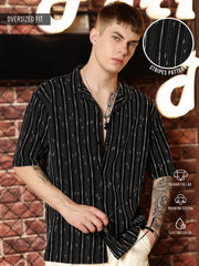 Drip Lines Black Half Sleeve Shirt